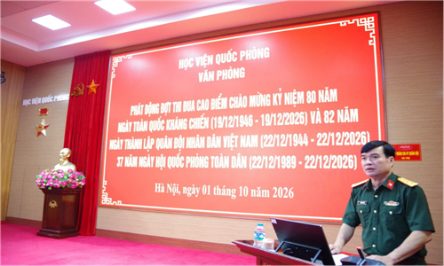 Văn phòng HVQP phát động thi đua cao điểm chào mừng kỷ niệm 80 năm ngày TQKC, 82 năm ngày thành lập QĐNDVN, 37 năm ngày hội QPTD